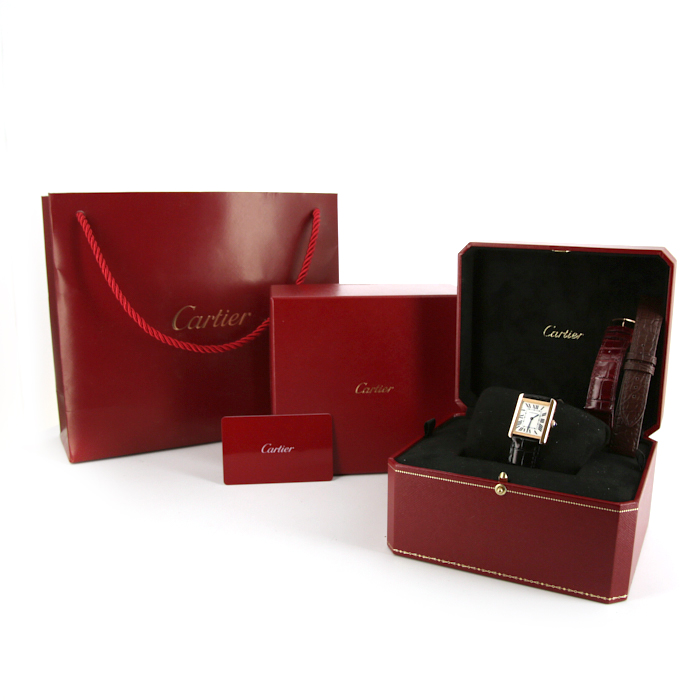 Montre Cartier Tank Solo en or rose et acier Ref :  3168 Vers  2020 - Detail D2