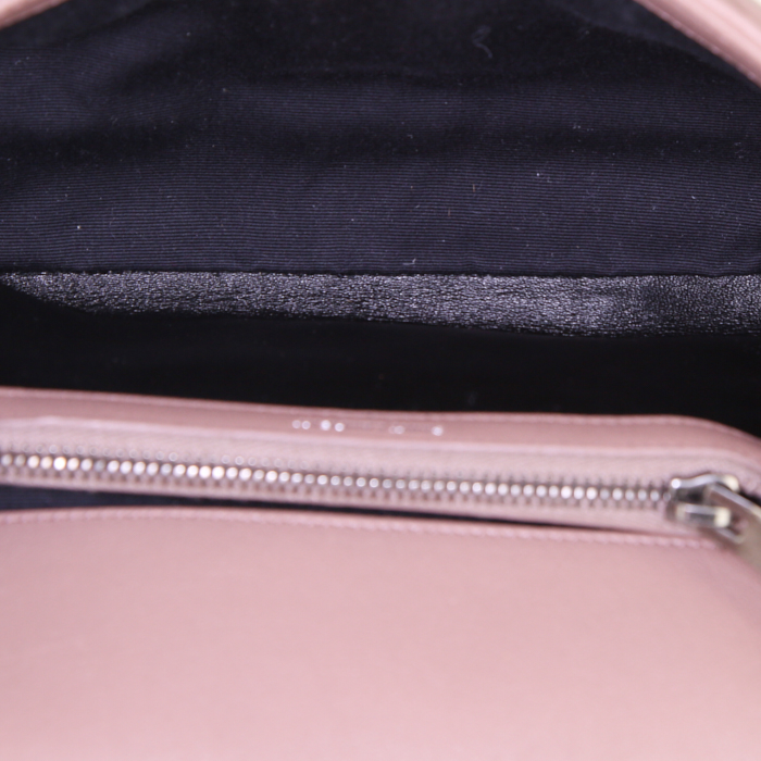 Sac bandoulière Saint Laurent College en cuir matelassé chevrons marron - Detail D3