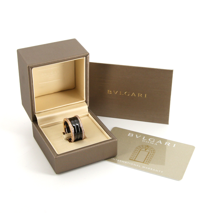 Bulgari Roma large model ring in pink gold,  ceramic and diamonds - Detail D2