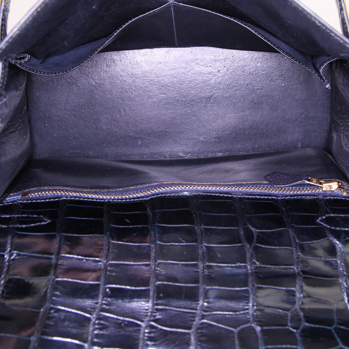 Borsa Hermes Kelly 28 cm in coccodrillo marino blu marino - Detail D3