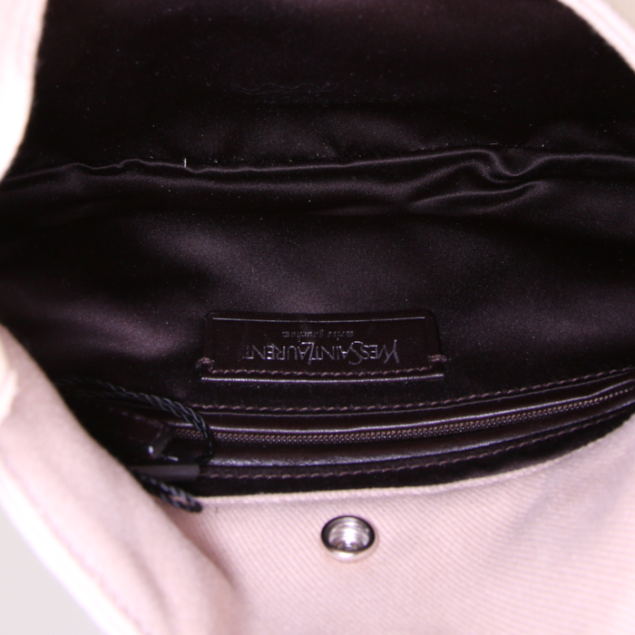 Sac à main Yves Saint Laurent Mombasa en toile beige et cuir beige - Detail D2