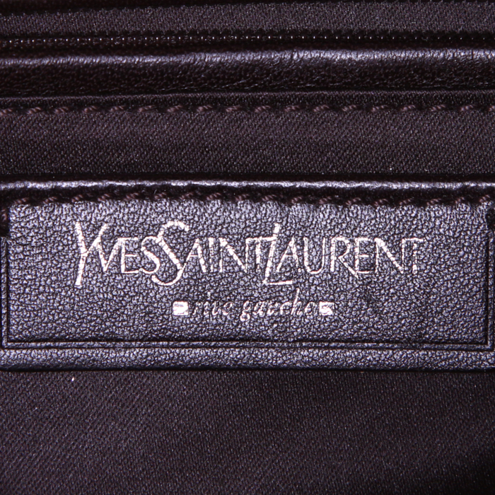 Sac à main Yves Saint Laurent Mombasa en toile beige et cuir beige - Detail D3
