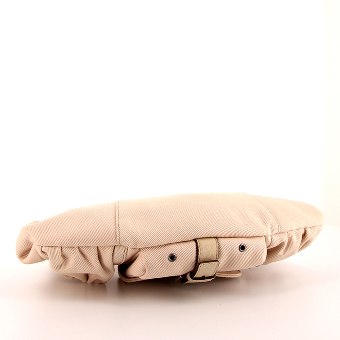 Yves Saint Laurent Mombasa handbag in beige canvas and beige leather - Detail D4