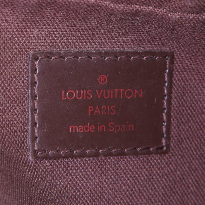 Sac bandoulière Louis Vuitton Geronimos en toile damier ébène et cuir marron - Detail D3