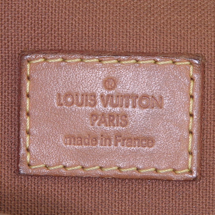 Bolso bandolera Louis Vuitton Messenger en lona Monogram marrón y cuero natural - Detail D3