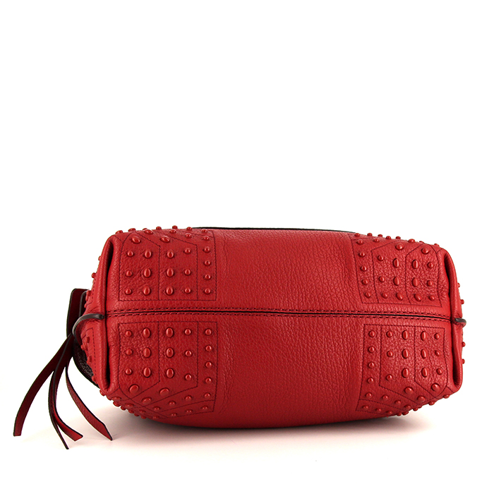 Sac bandoulière Tod's en cuir grainé rouge - Detail D5