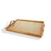 Hermès, large and rare wicker and glass tray with leather handles, signed, from the beginning of 1980's - 00pp thumbnail