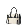 Hermes Drag handbag in black box leather and beige canvas - 00pp thumbnail