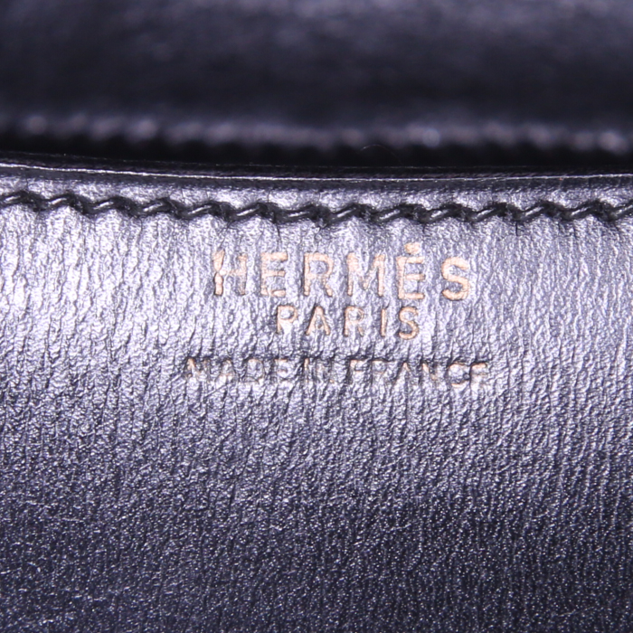 Sac à main Hermes Constance en cuir box noir - Detail D4