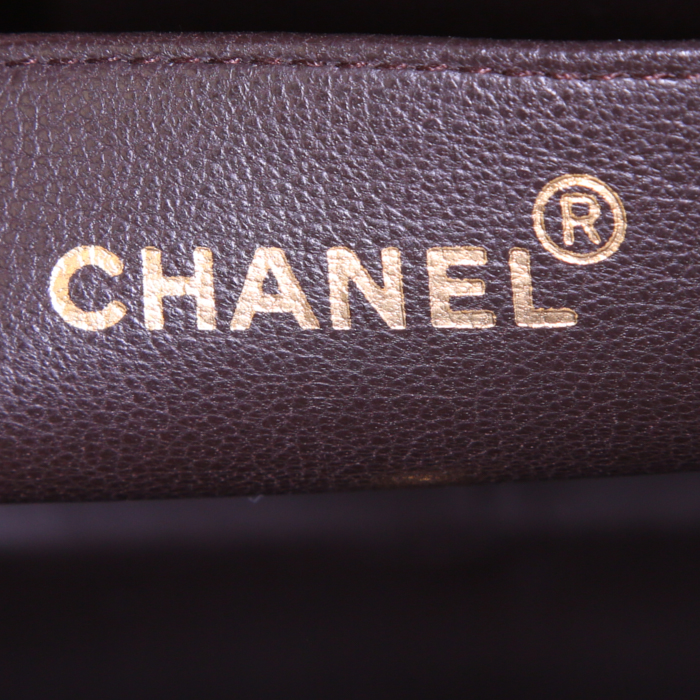 Borsa a tracolla Chanel Vintage in pelle trapuntata marrone - Detail D4