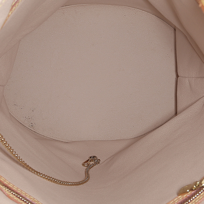 Sac cabas Louis Vuitton  Bucket grand modèle  en toile monogram marron et cuir naturel - Detail D2