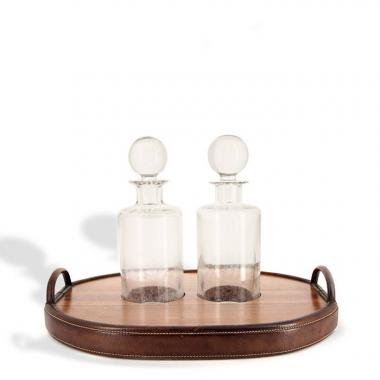 Gucci, rare tray in leather and rosewood veneer, from the 1970's