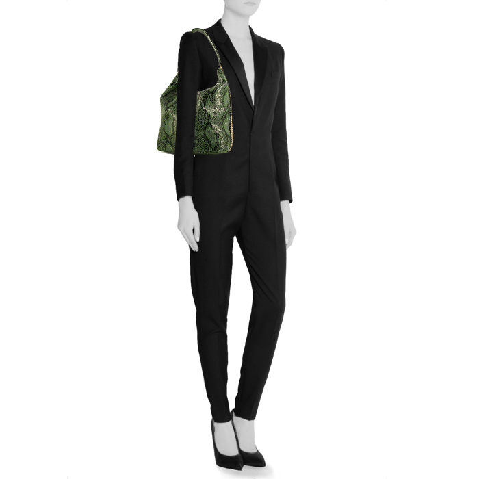 Borsa Stella McCartney in tela verde in simil-pitone - Detail D1