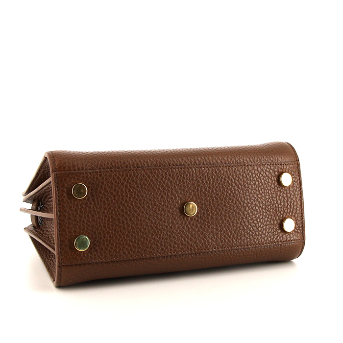 Saint Laurent Sac de jour Nano handbag in brown grained leather - Detail D5