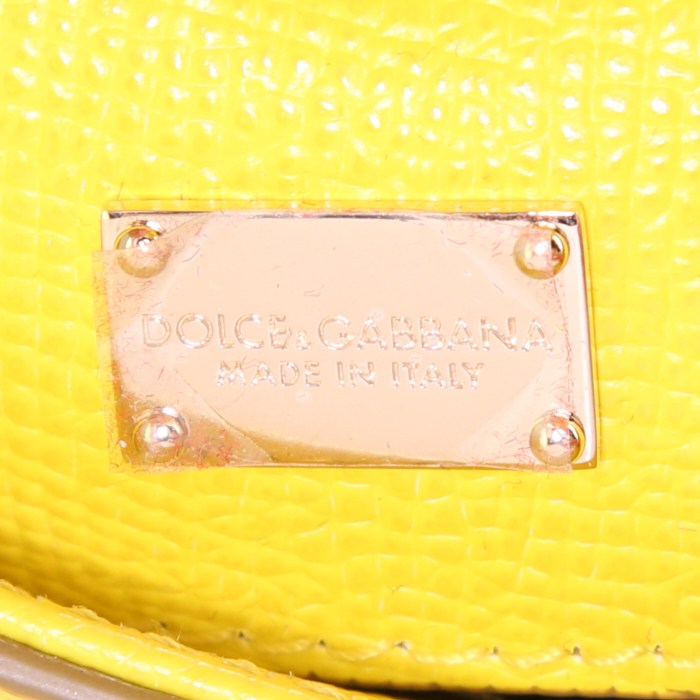 Dolce
Gabbana Sicily small model shoulder bag in yellow grained leather - Detail D4