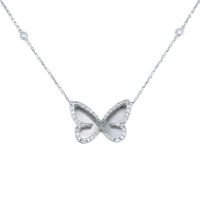 Collar Messika Butterfly modelo pequeño en oro blanco y diamantes - 00pp