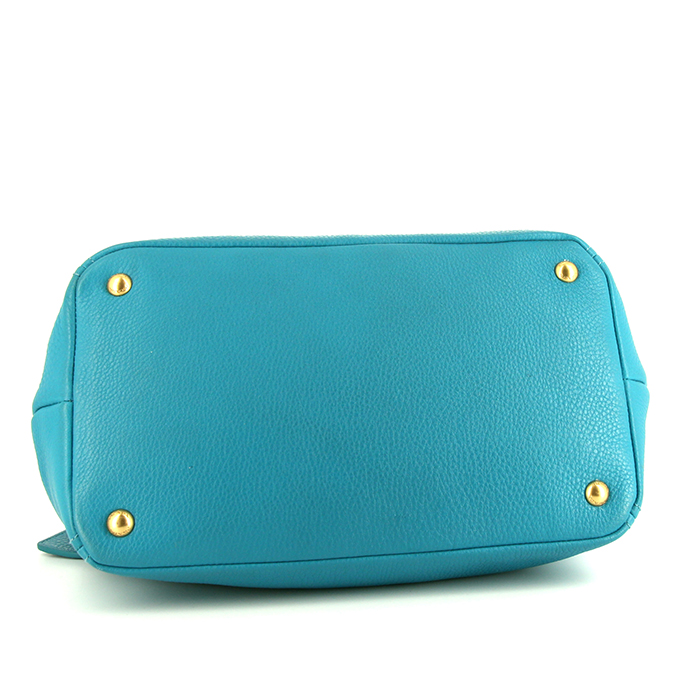 Prada handbag in turquoise grained leather - Detail D5