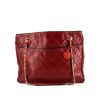 Bolso de mano en cuero acolchado rojo y junco negro - 360 thumbnail