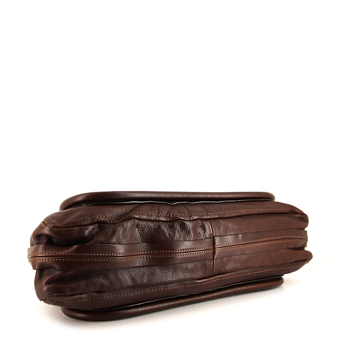 Chloé Paraty handbag in brown leather - Detail D5
