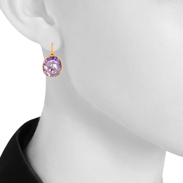 Pomellato Arabesques pendants earrings in pink gold and amethyst