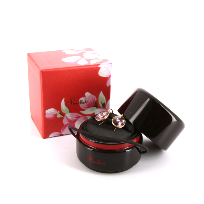 Pomellato Arabesques pendants earrings in pink gold and amethyst - Detail D2