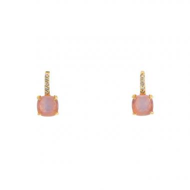 Orecchini Pomellato Baby in oro rosa,  quarzo rosa e diamanti brown