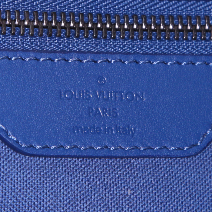 Louis Vuitton Keepall Editions Limitées weekend bag in blue checkerboard print leather - Detail D4