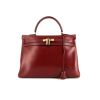 Hermes Kelly 35 cm handbag in burgundy box leather - 360 thumbnail