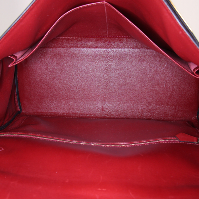 Hermes Kelly 35 cm handbag in burgundy box leather - Detail D3