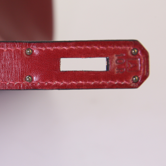 Hermes Kelly 35 cm handbag in burgundy box leather - Detail D5