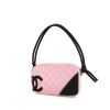 Chanel Cambon handbag in pink quilted leather and black leather - 00pp thumbnail