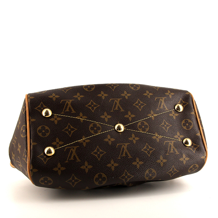 Sac à main Louis Vuitton Tivoli en toile monogram marron et cuir naturel - Detail D4