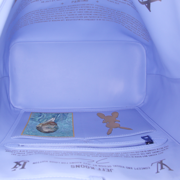 Louis Vuitton Neverfull shopping bag in blue leather - Detail D3