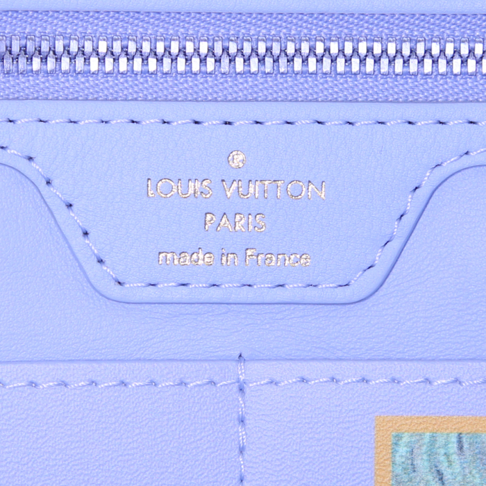 Louis Vuitton Neverfull shopping bag in blue leather - Detail D4