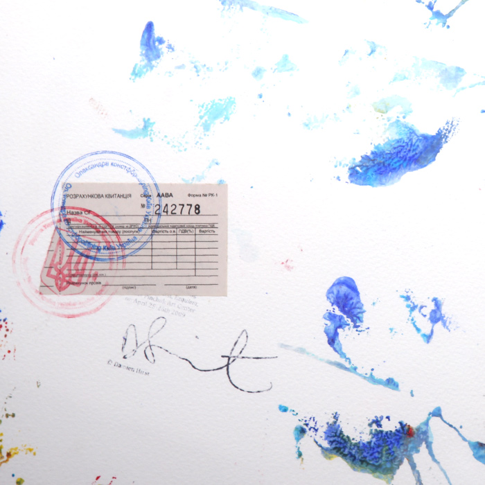 Damien Hirst, "Shark Spin", acrylique sur papier, tampon de l'artiste et du musée Pinchuk Art Center, encadré, de 2009 - Detail D1
