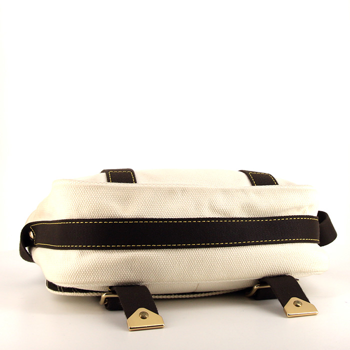 Bolso bandolera Louis Vuitton Antigua en lona blanca y marrón - Detail D4