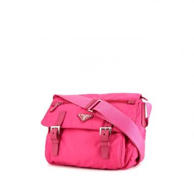 Bolso bandolera Prada Sac porté épaule en Re-Nylon en lona y cuero rosa