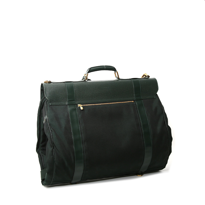 Funda protectora para ropa Louis Vuitton Porte-habits en cuero taiga verde pino y lona verde - Detail D1