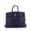 Hermes Birkin 35 cm handbag in Bleu Saphir leather taurillon clémence - 360 thumbnail