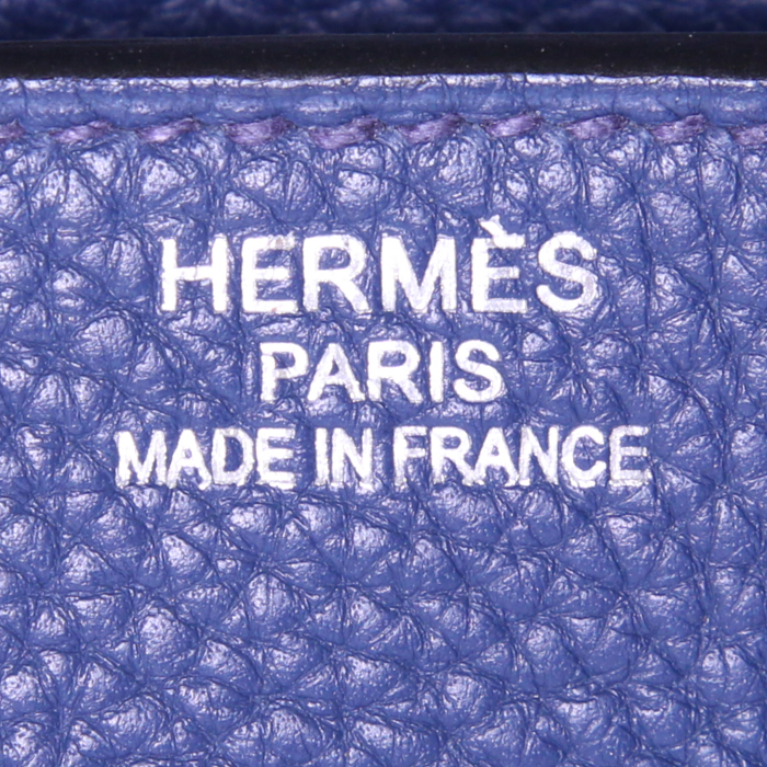 Bolso de mano Hermes Birkin 35 cm en cuero taurillon clémence Bleu Saphir - Detail D3