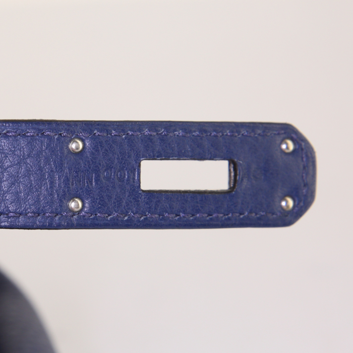 Hermes Birkin 35 cm handbag in Bleu Saphir leather taurillon clémence - Detail D4