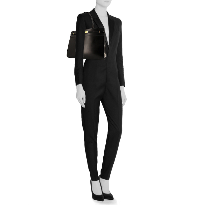 Sac cabas Saint Laurent Manhattan moyen modèle en cuir noir - Detail D1