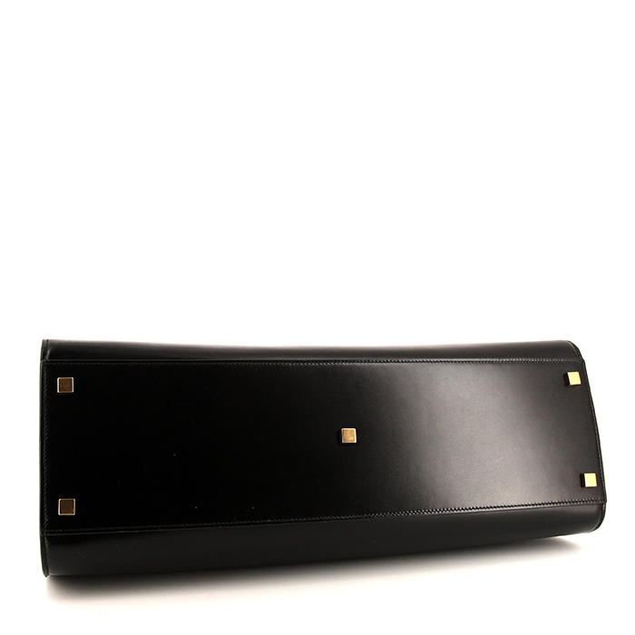 Sac cabas Saint Laurent Manhattan moyen modèle en cuir noir - Detail D4