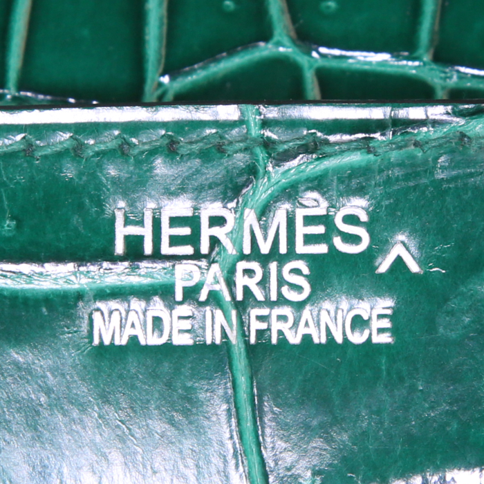 Sac à main Hermes Birkin 35 cm en crocodile porosus Vert Emeraude - Detail D3