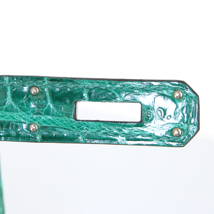 Borsa Hermes Birkin 35 cm in coccodrillo marino Vert Emeraude - Detail D4