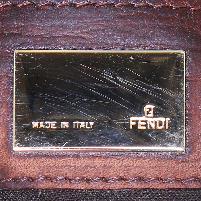 Borsa Fendi Mamma Baguette in tela monogram marrone e pelle marrone - Detail D3