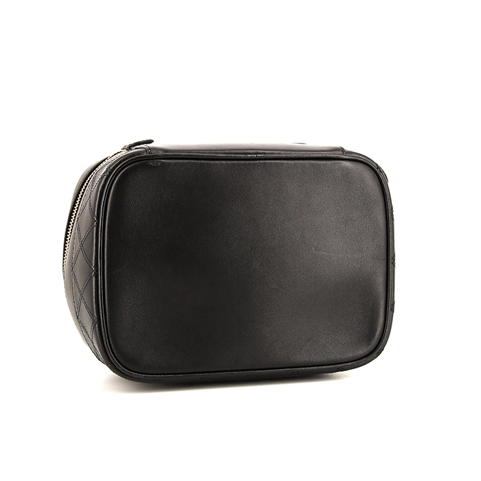 Chanel Vanity vanity case in black smooth leather - Detail D4