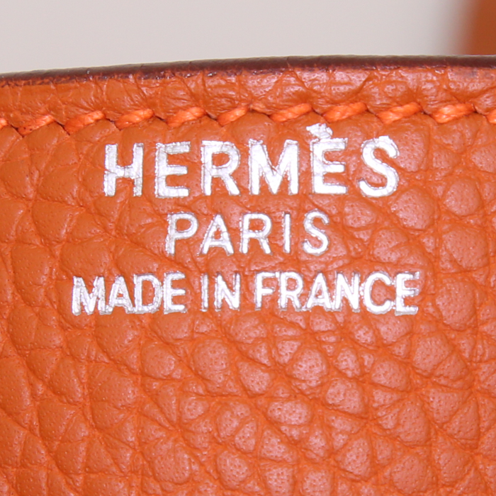 Porta-documentos Hermès Sac à dépêches en cuero togo naranja Potiron - Detail D3
