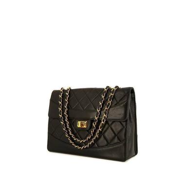 Bolso de mano Chanel  Vintage en cuero acolchado negro