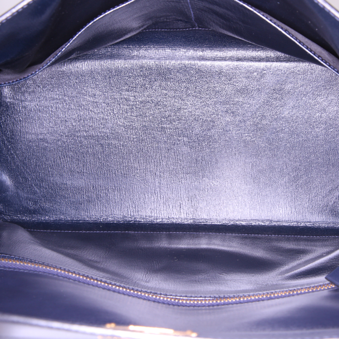 Bolso de mano Hermes Kelly 32 cm en cuero box azul marino - Detail D3